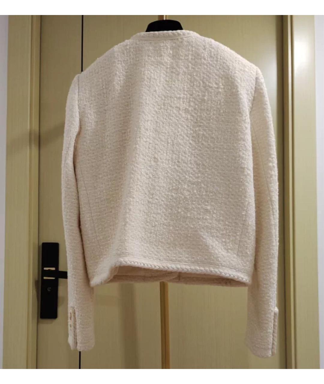 CELINE Бежевый шерстяной жакет/пиджак, фото 4