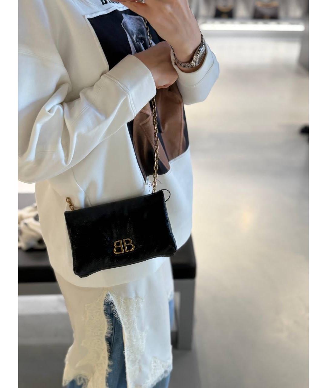 BALENCIAGA Черная кожаная сумка через плечо, фото 5