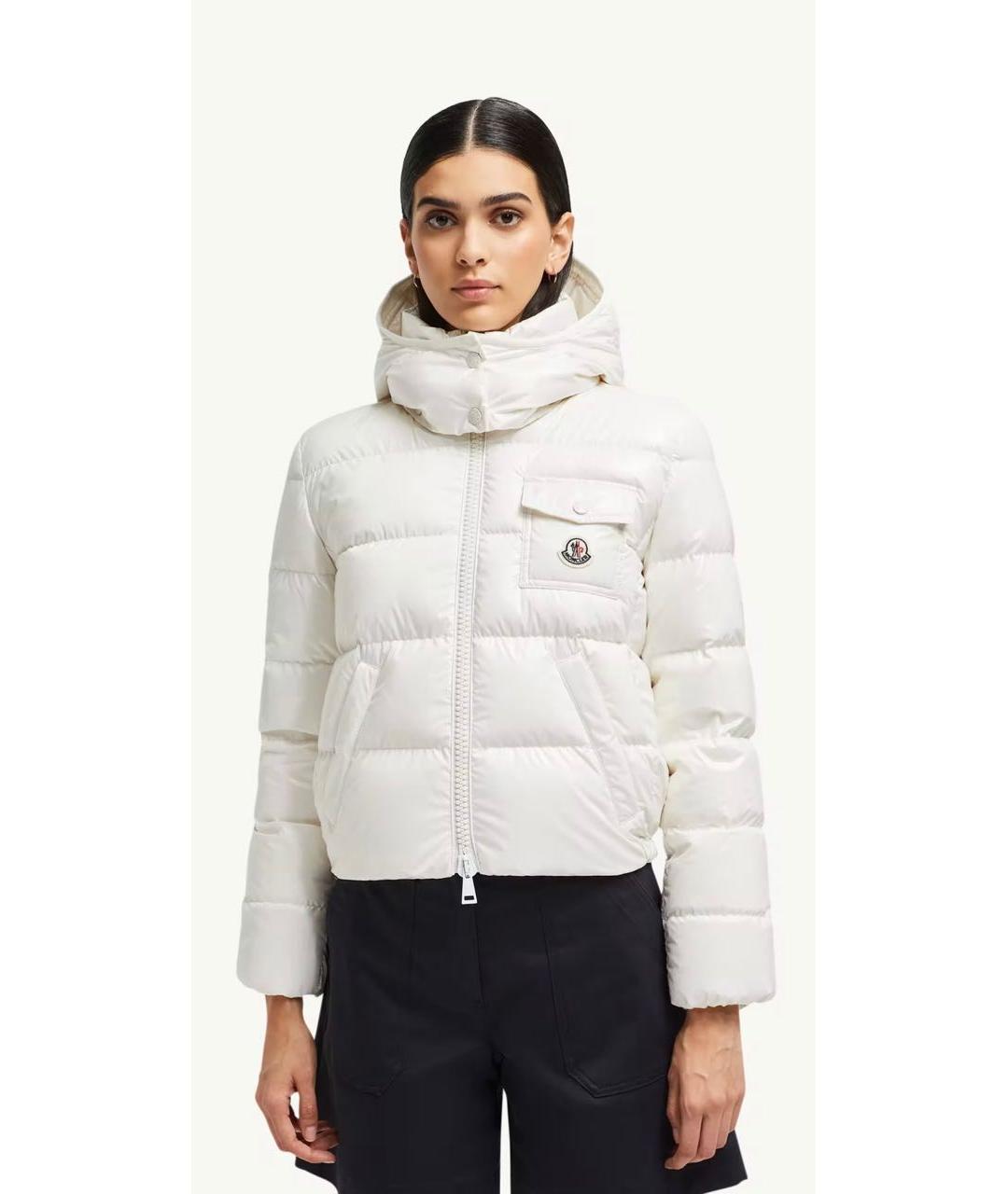 MONCLER Белый полиамидовый пуховик, фото 2