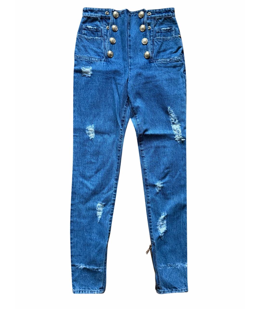 BALMAIN Синие хлопковые джинсы слим, фото 1