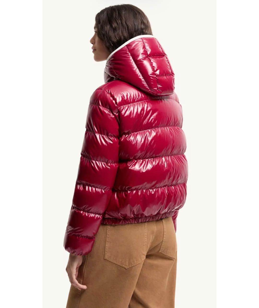 MONCLER Красный полиамидовый пуховик, фото 3