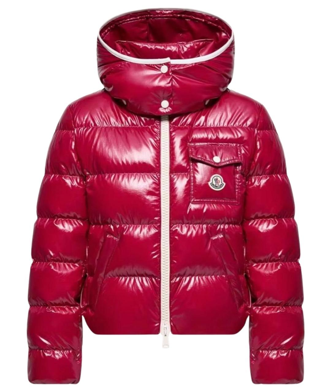 MONCLER Красный полиамидовый пуховик, фото 1