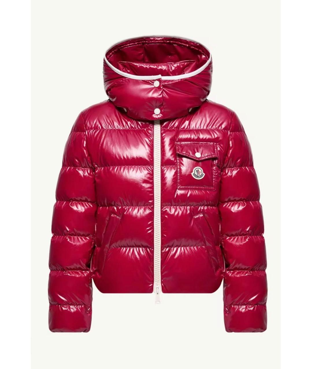 MONCLER Красный полиамидовый пуховик, фото 5