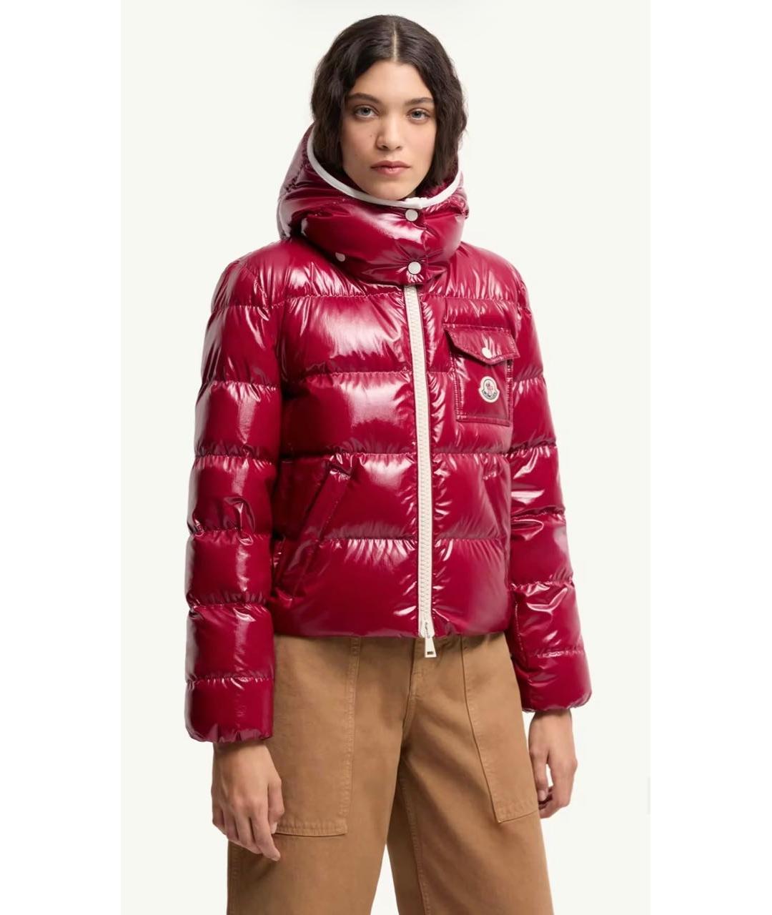 MONCLER Красный полиамидовый пуховик, фото 2