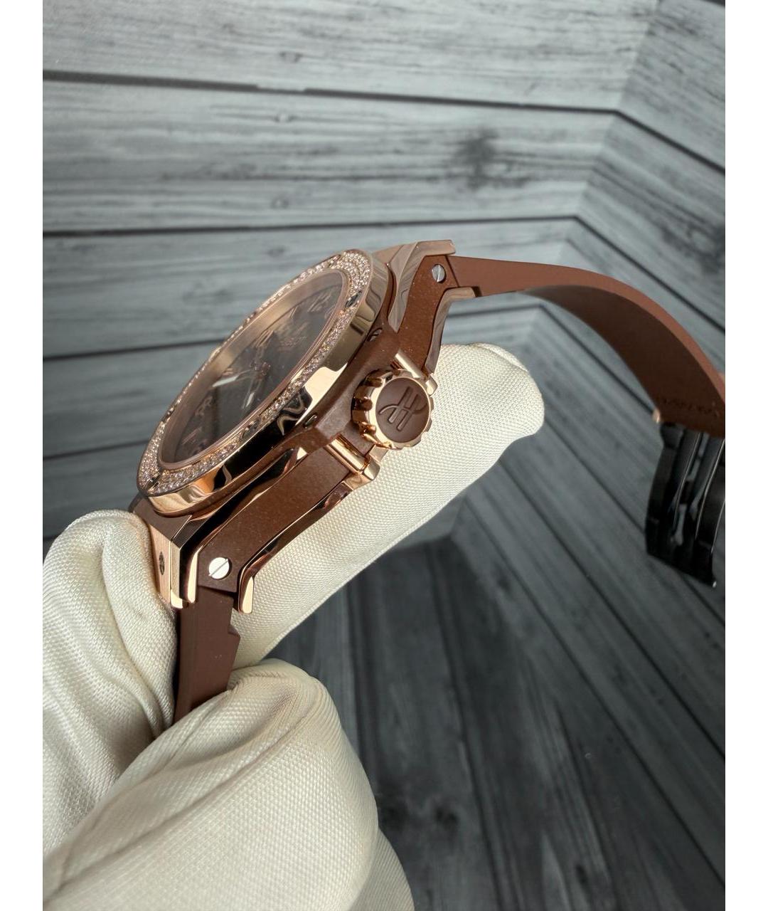 HUBLOT Коричневые часы из розового золота, фото 5