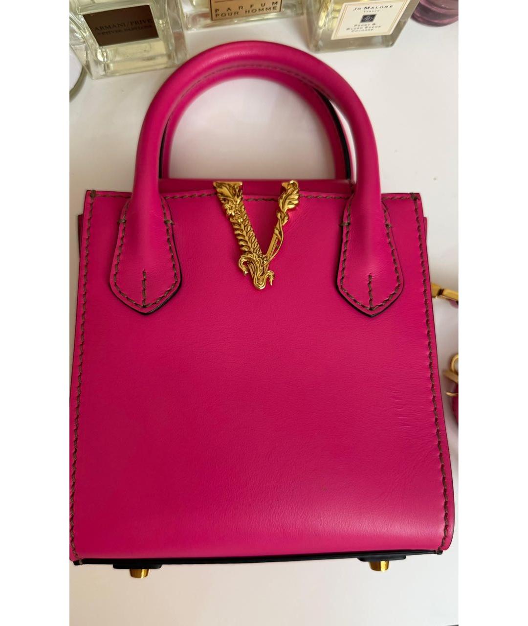 VERSACE Розовая кожаная сумка через плечо, фото 2