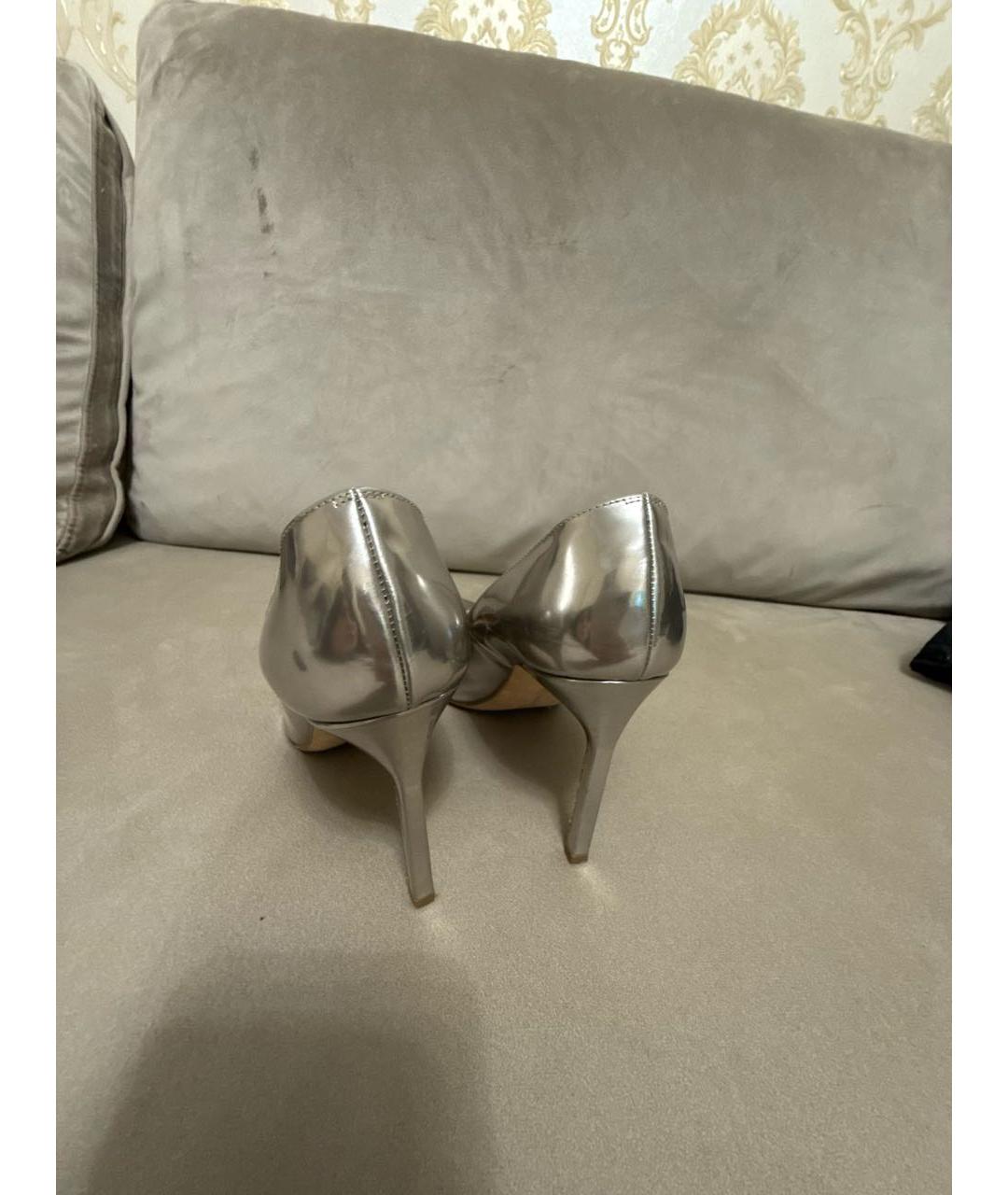 MANOLO BLAHNIK Серебряные кожаные туфли, фото 4