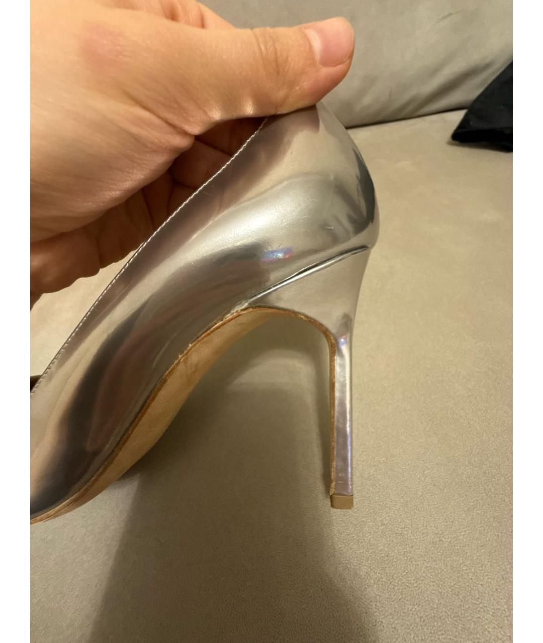 MANOLO BLAHNIK Серебряные кожаные туфли, фото 5