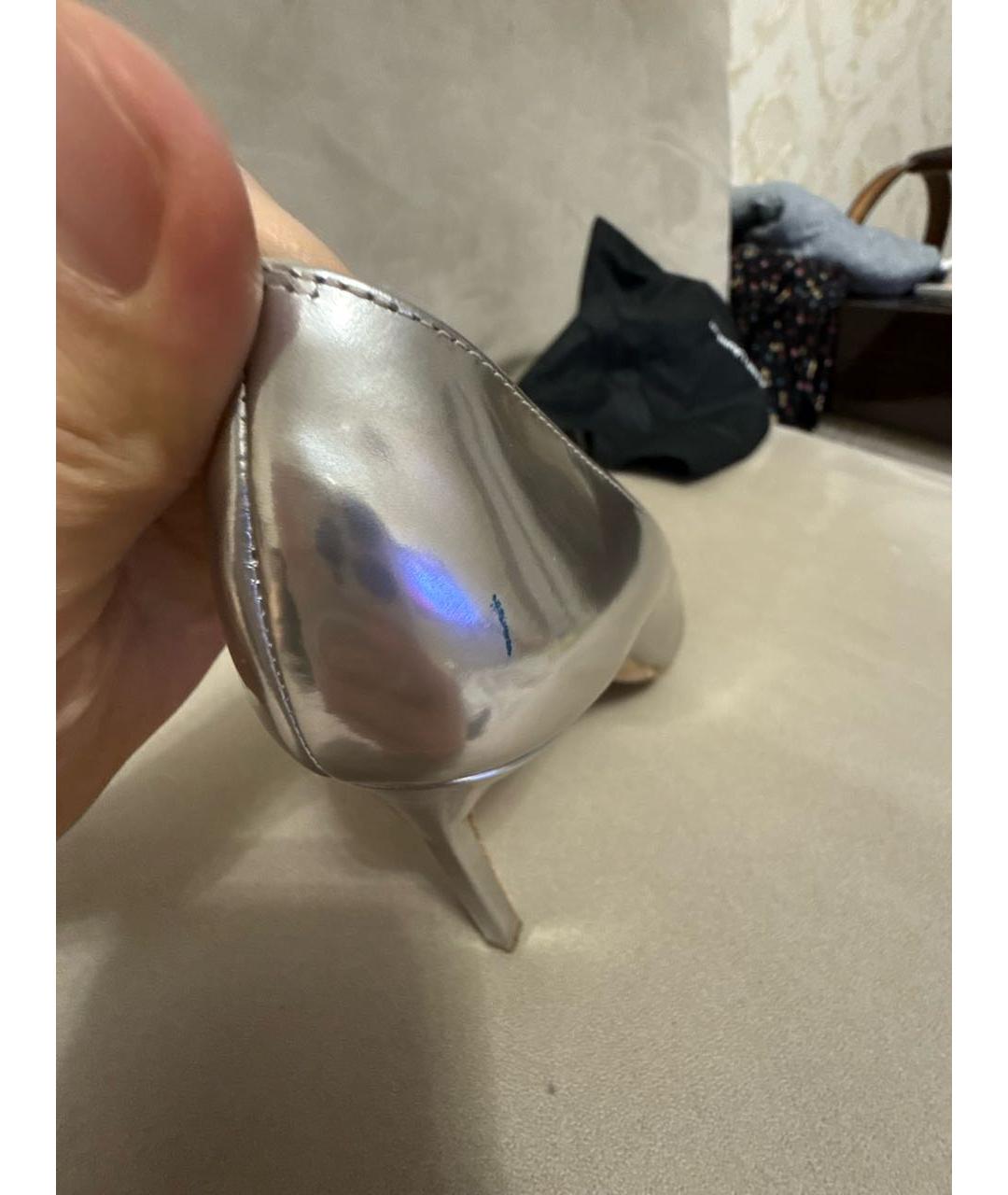 MANOLO BLAHNIK Серебряные кожаные туфли, фото 6