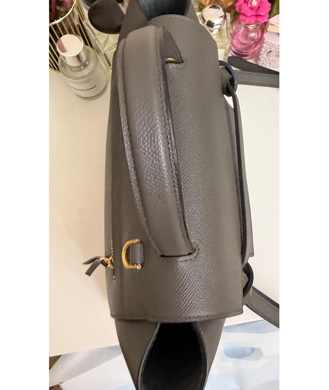 CELINE Антрацитовая кожаная сумка с короткими ручками, фото 6