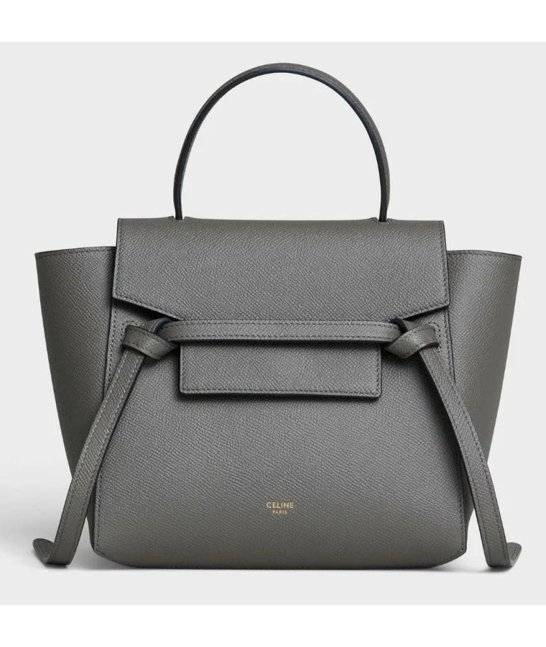 CELINE Антрацитовая кожаная сумка с короткими ручками, фото 9