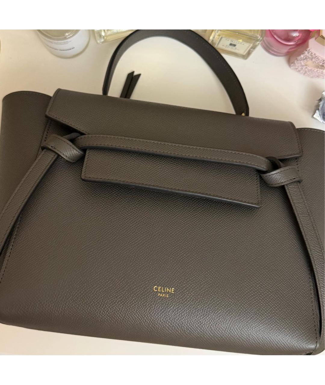 CELINE Антрацитовая кожаная сумка с короткими ручками, фото 2