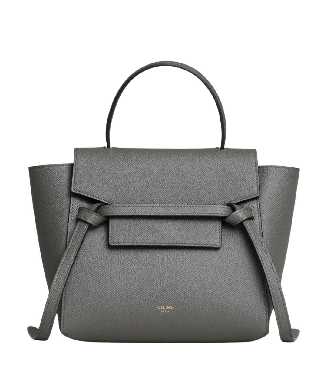 CELINE Антрацитовая кожаная сумка с короткими ручками, фото 1