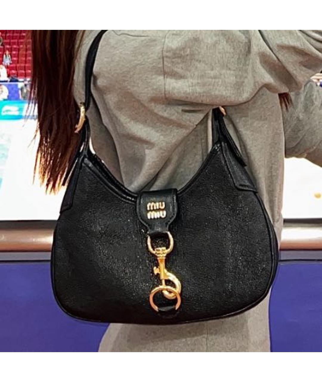 MIU MIU Черная кожаная сумка с короткими ручками, фото 6