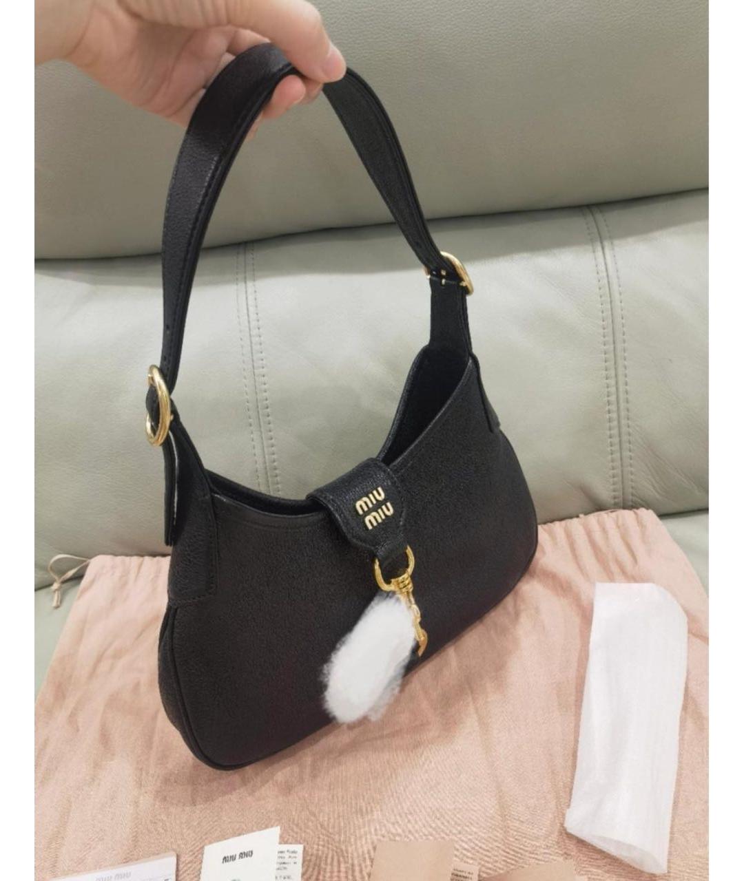 MIU MIU Черная кожаная сумка с короткими ручками, фото 7