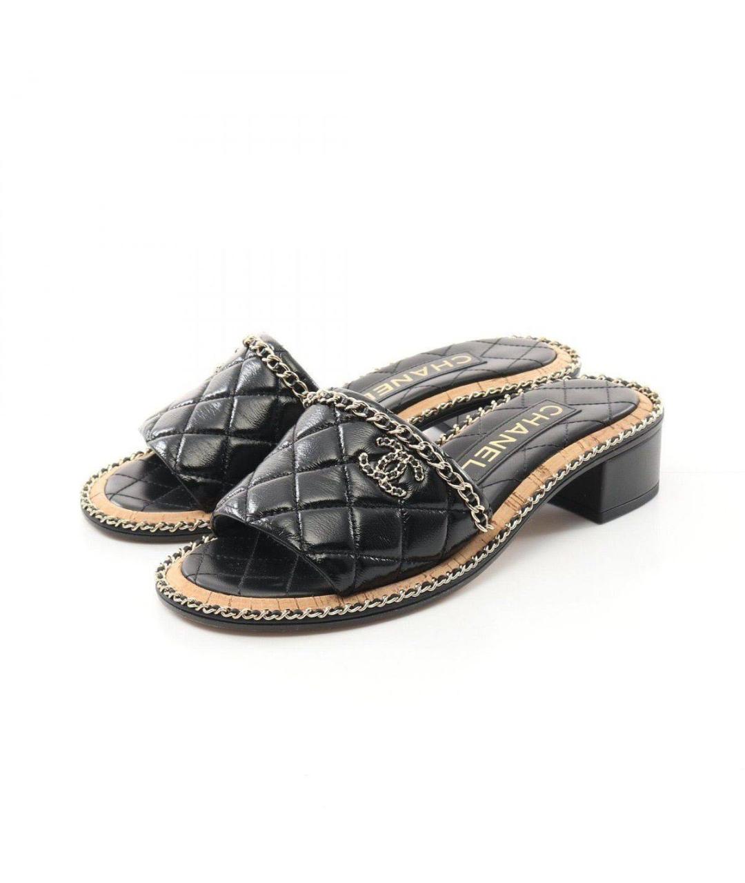 CHANEL Черные кожаные мюли, фото 3