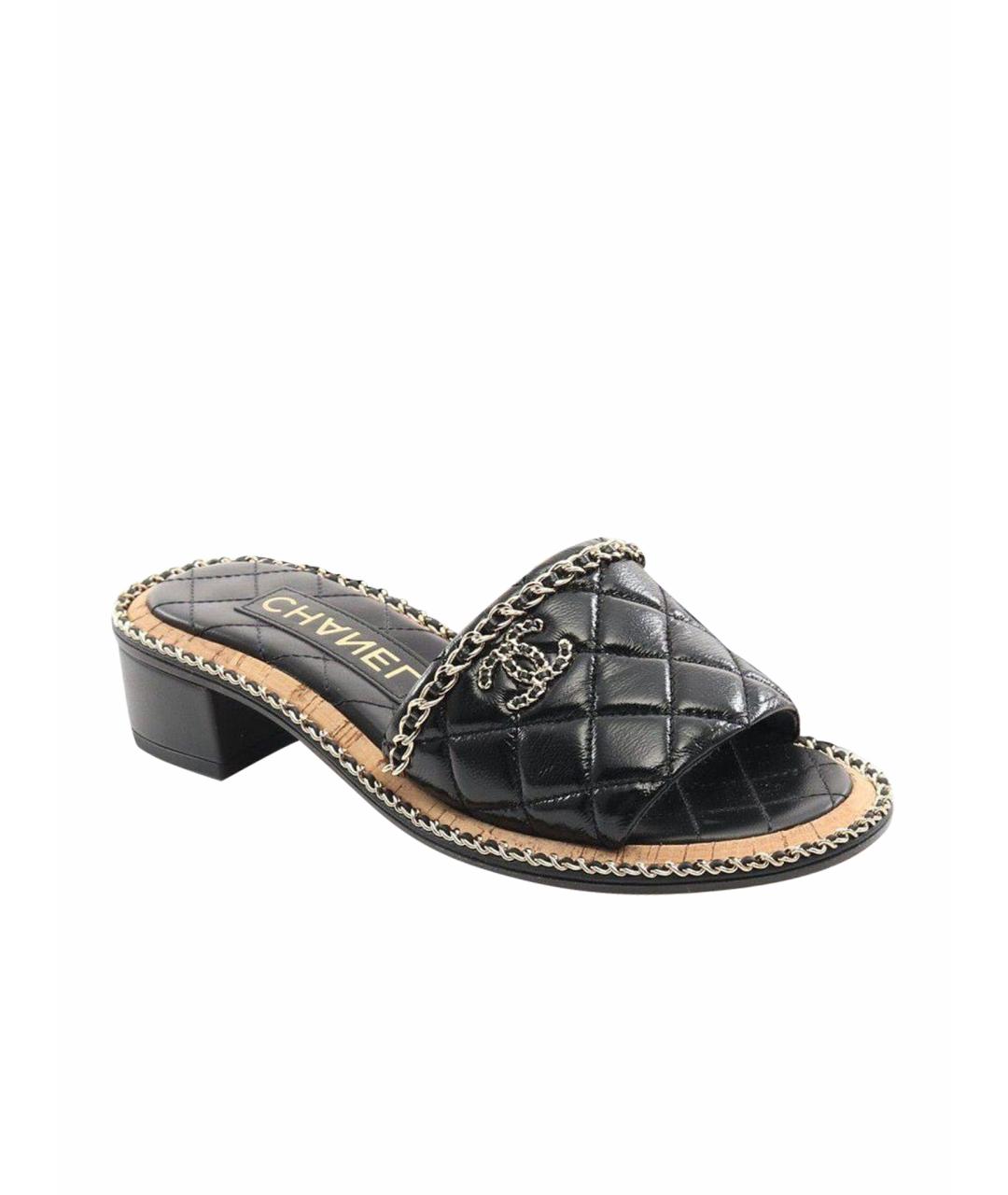 CHANEL Черные кожаные мюли, фото 1