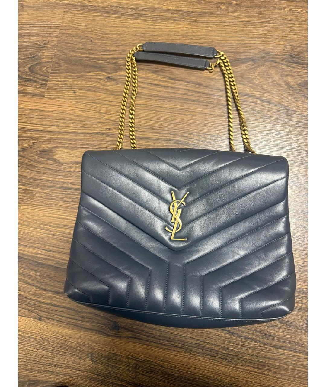 SAINT LAURENT Антрацитовая кожаная сумка через плечо, фото 8