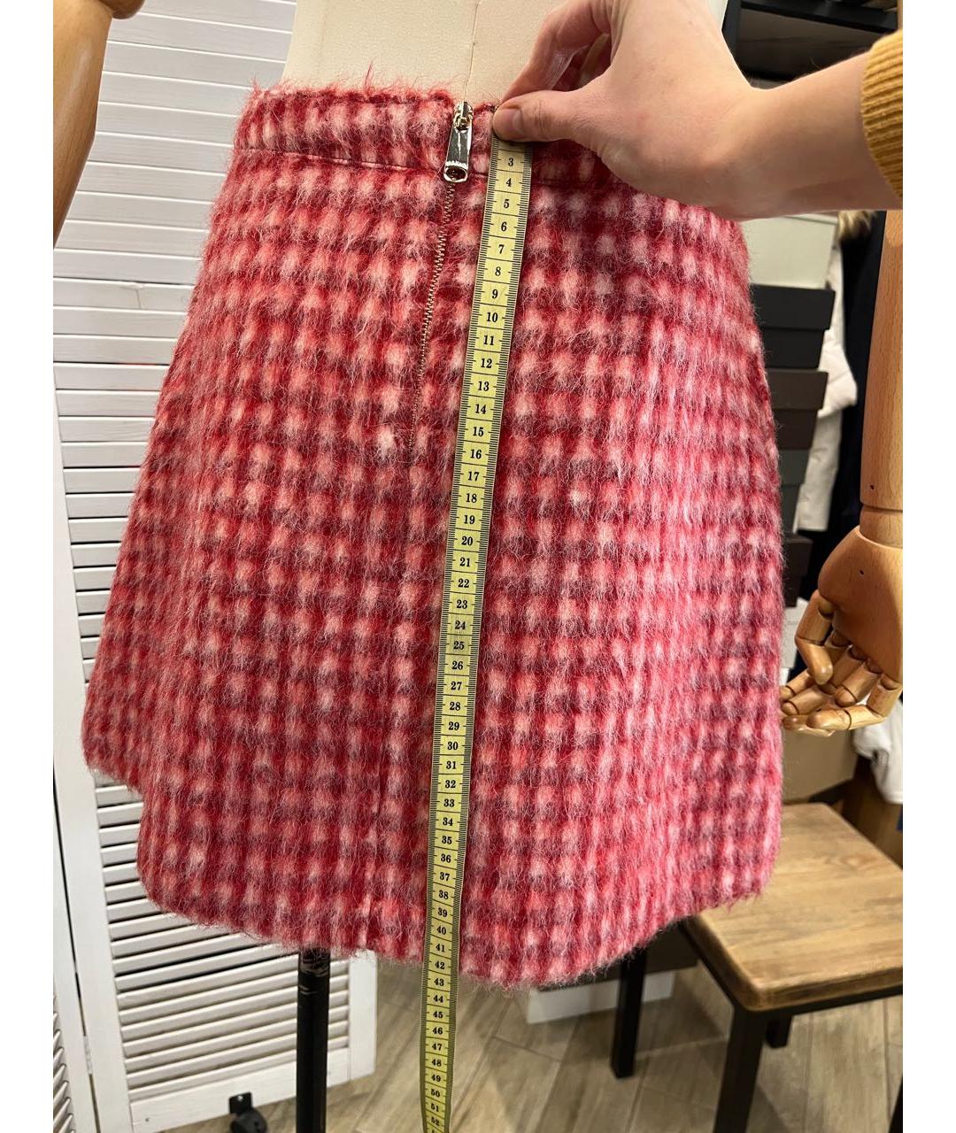 MAX&CO Бордовая шерстяная юбка мини, фото 4