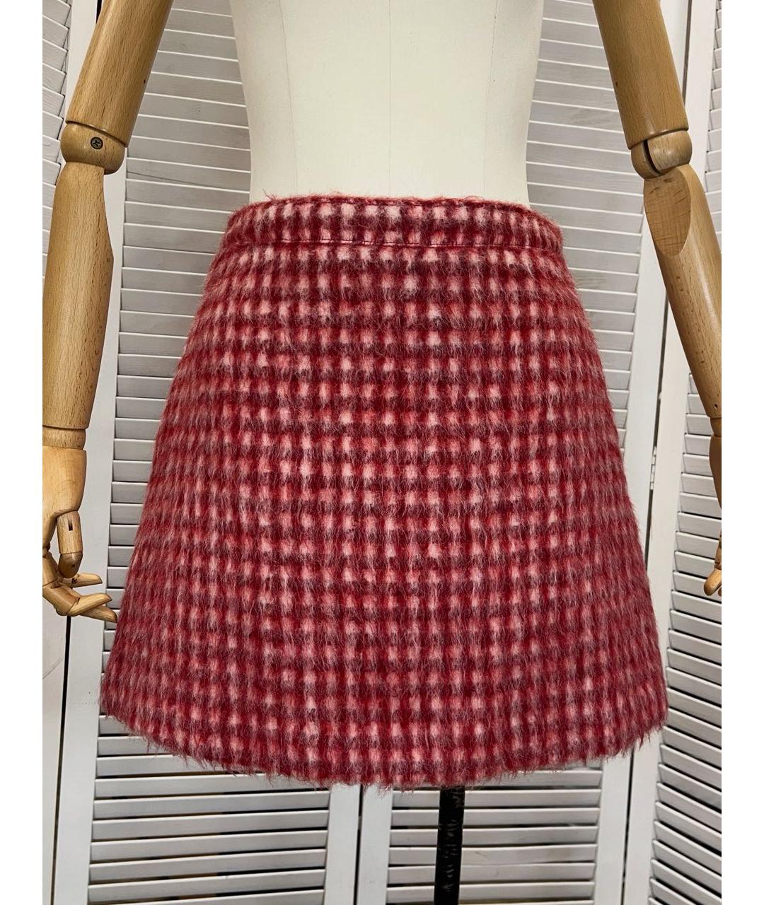 MAX&CO Бордовая шерстяная юбка мини, фото 8