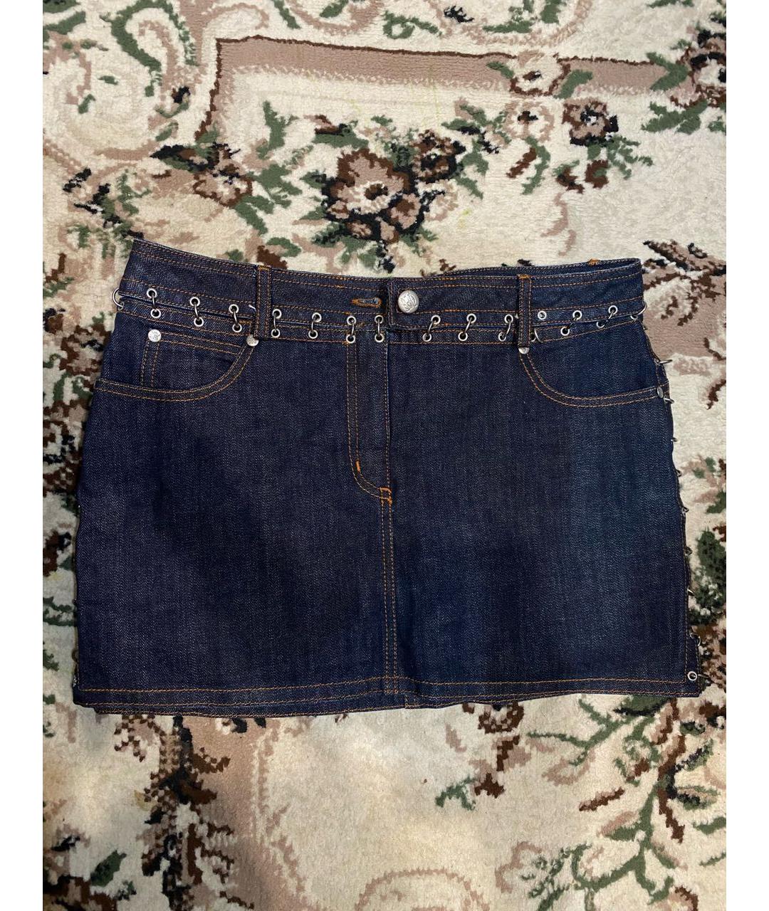 JEAN PAUL GAULTIER Темно-синяя деним юбка мини, фото 7