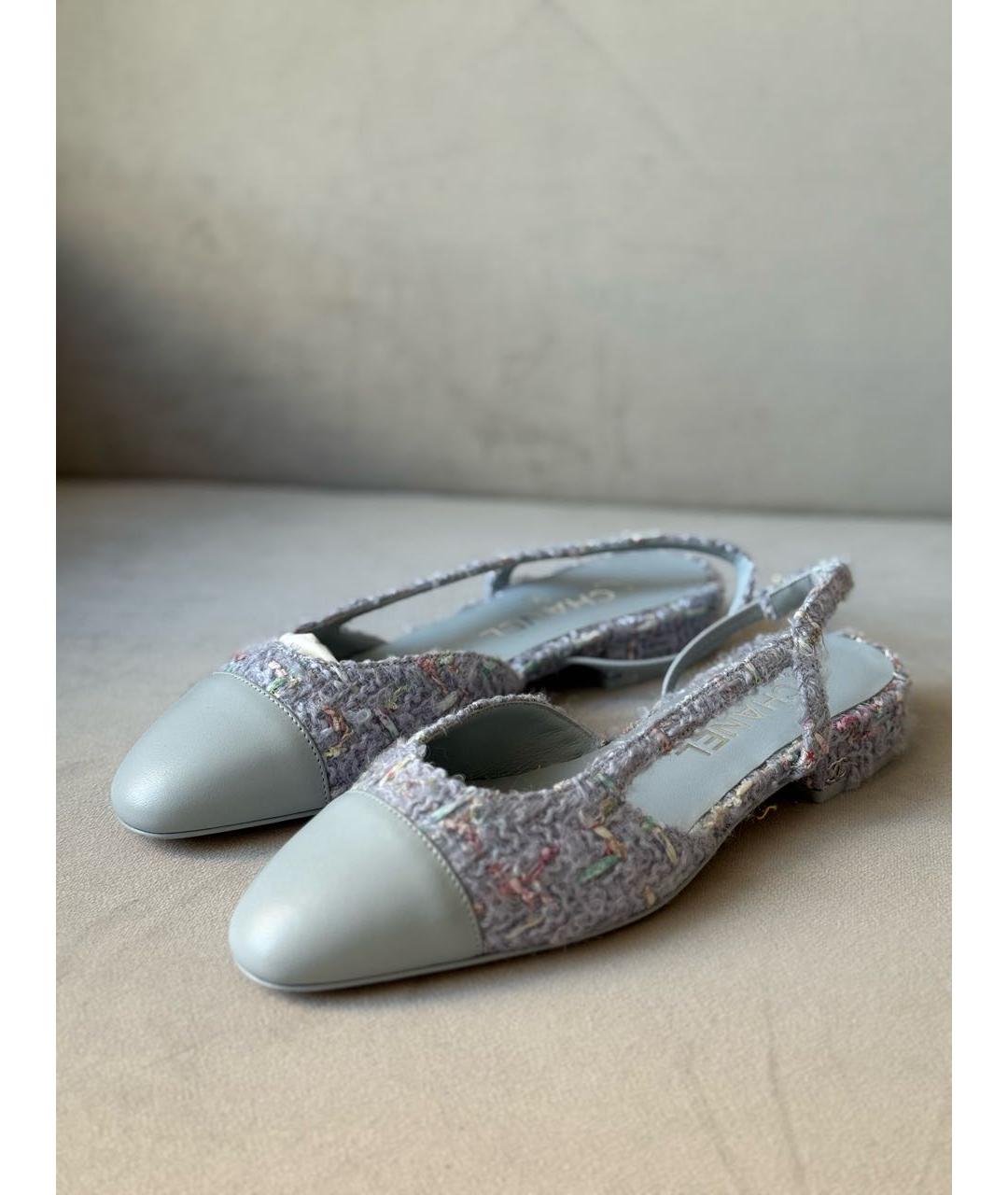 CHANEL Голубые текстильные туфли, фото 4