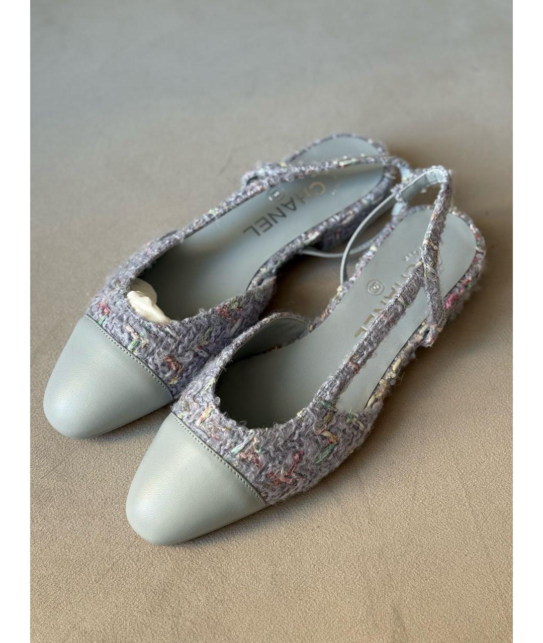 CHANEL Голубые текстильные туфли, фото 3