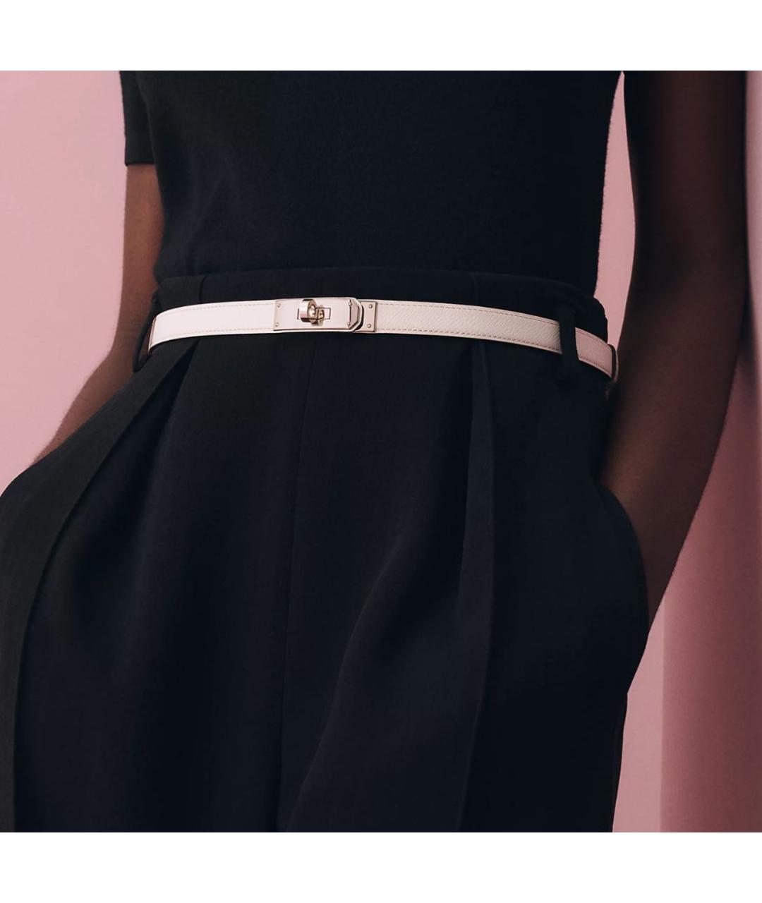 HERMES Белый кожаный ремень, фото 2