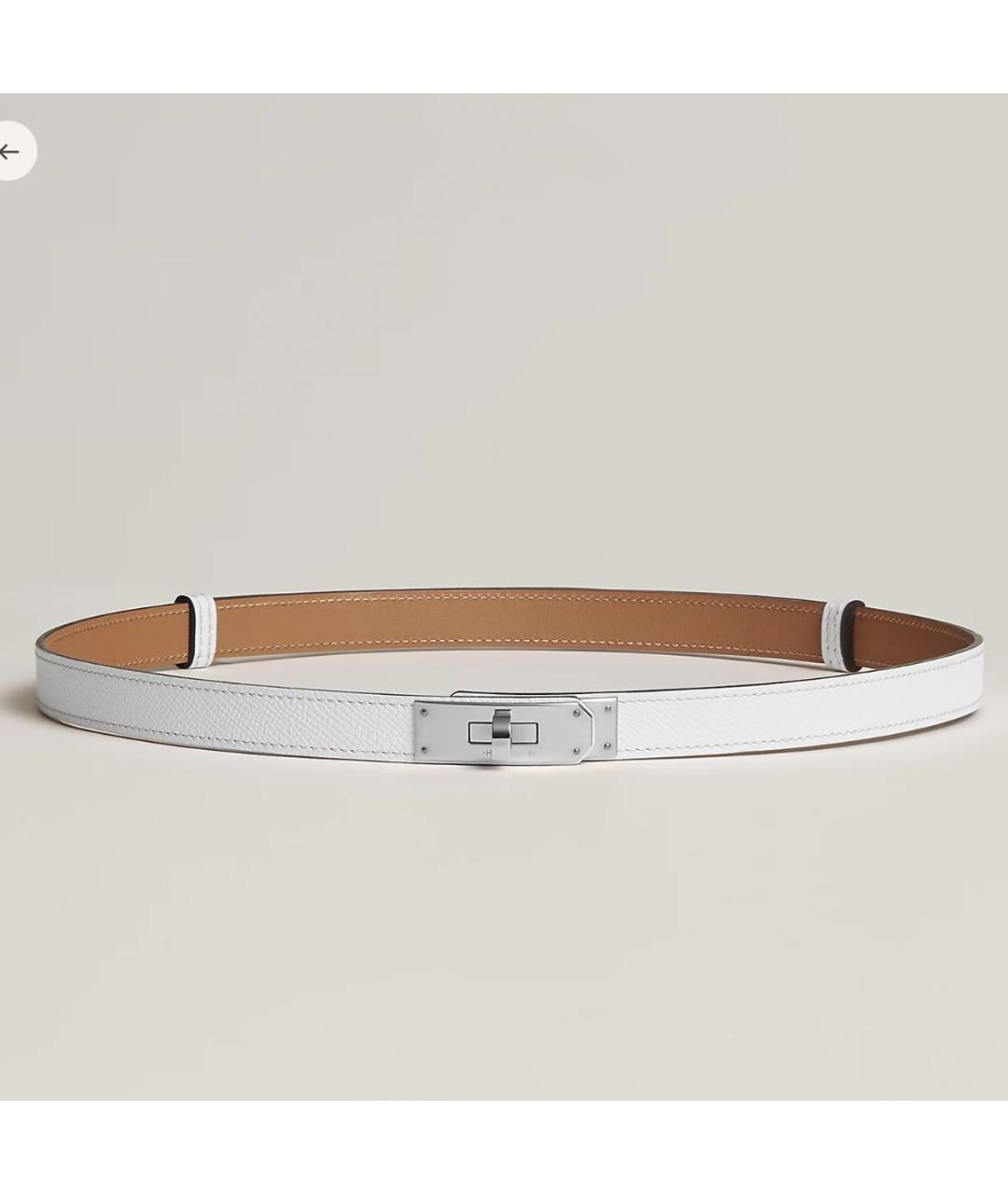 HERMES Белый кожаный ремень, фото 5