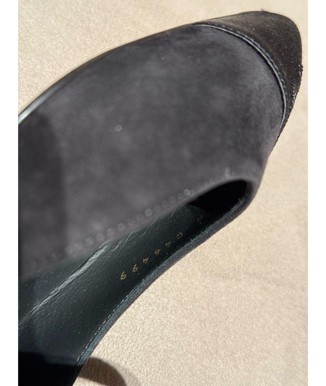 CHANEL Черные замшевые лодочки на низком каблуке, фото 3