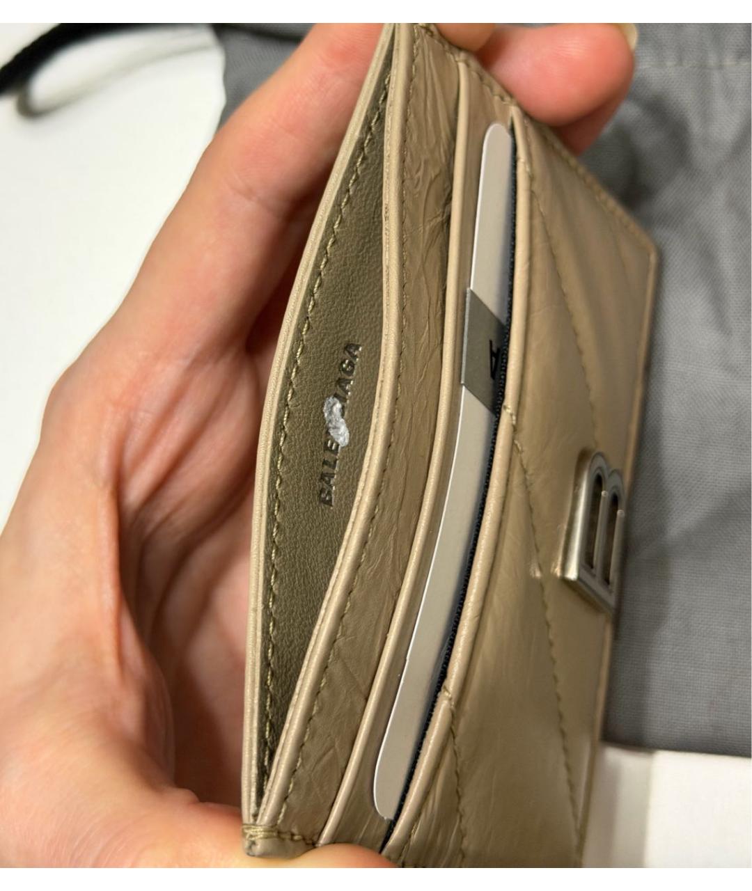 BALENCIAGA Горчичный кожаный кардхолдер, фото 5