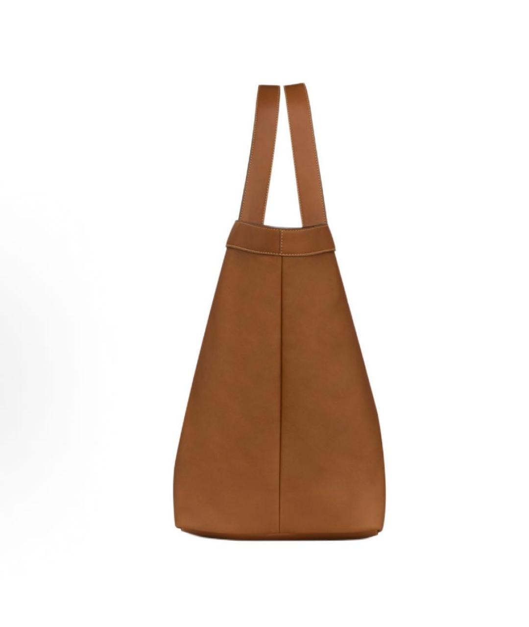 SAINT LAURENT Коричневая кожаная сумка тоут, фото 3