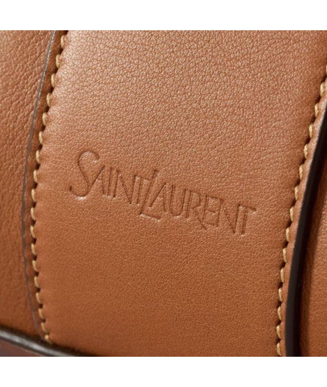SAINT LAURENT Коричневая кожаная сумка тоут, фото 5
