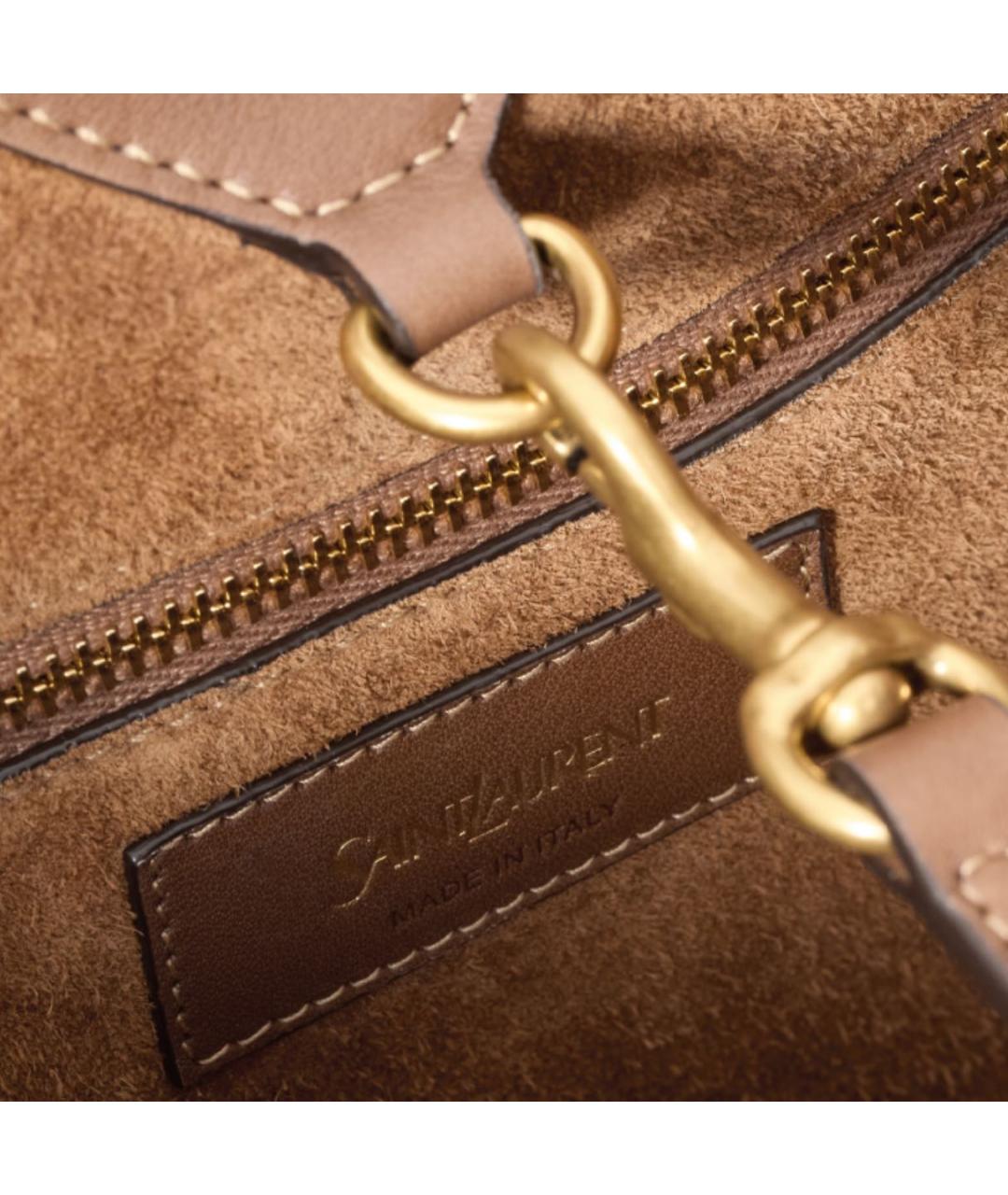 SAINT LAURENT Коричневая кожаная сумка тоут, фото 4