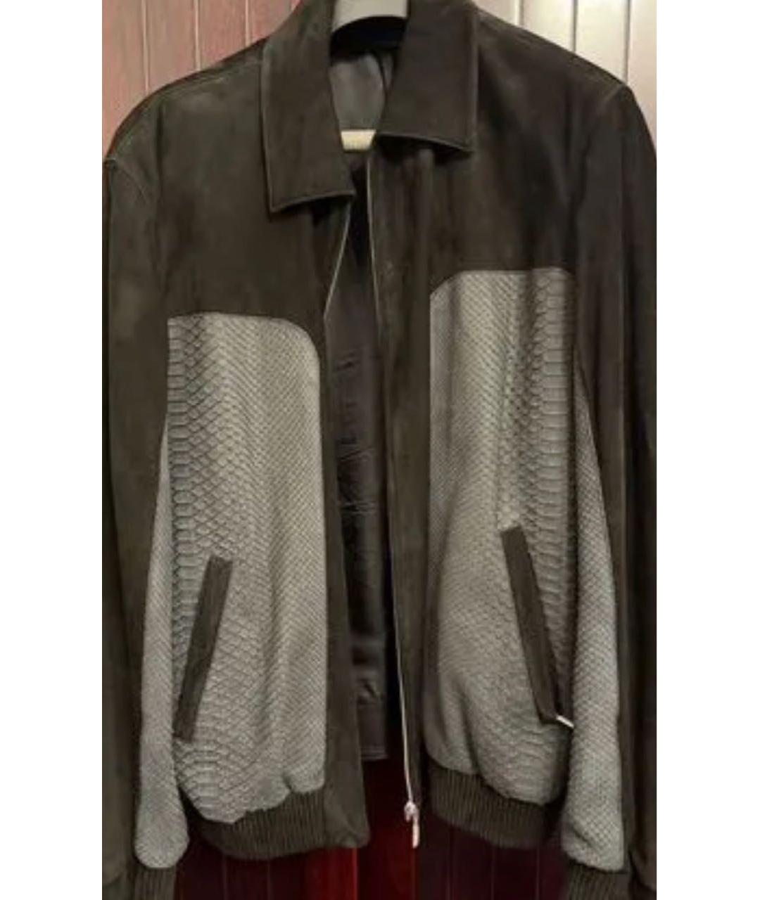 BRIONI Черная куртка из экзотической кожи, фото 5