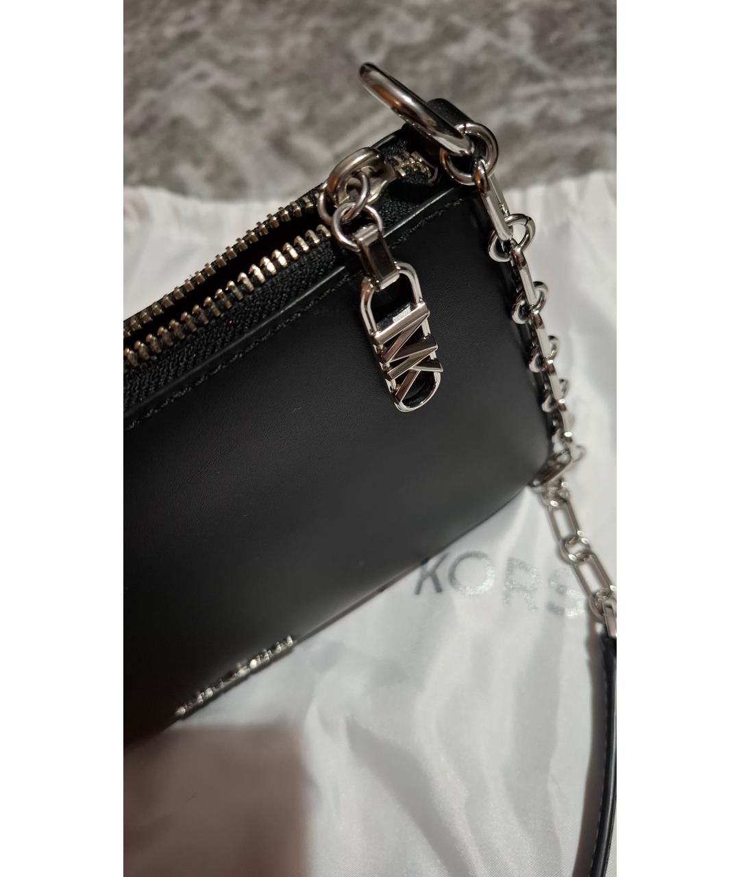 MICHAEL MICHAEL KORS Черная кожаная сумка с короткими ручками, фото 5