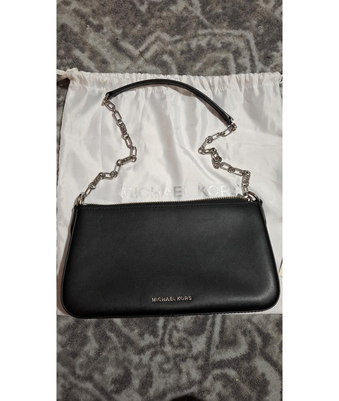 MICHAEL MICHAEL KORS Черная кожаная сумка с короткими ручками, фото 9