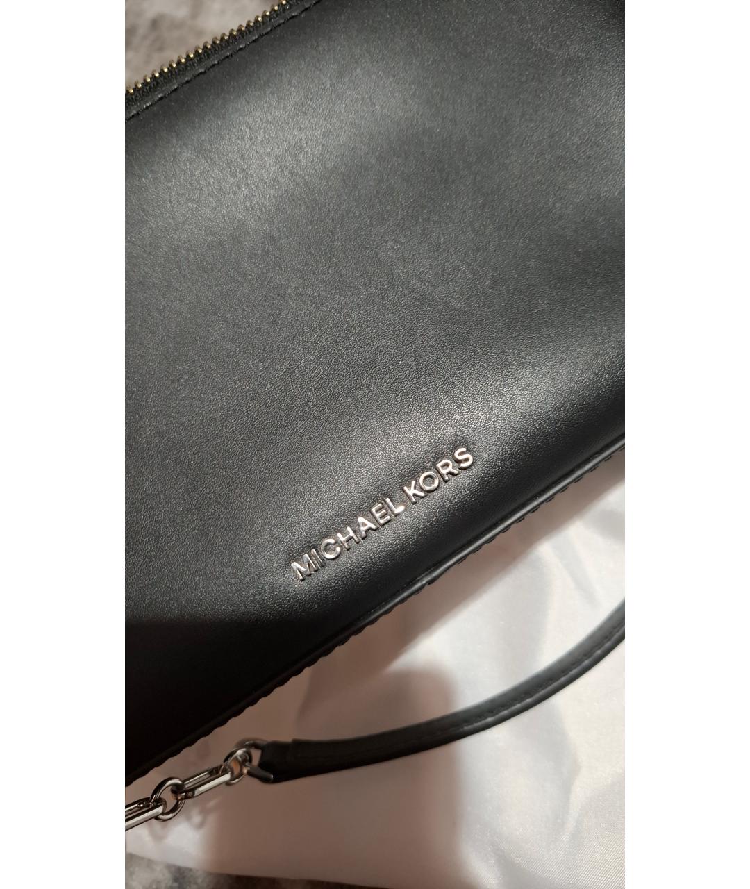 MICHAEL MICHAEL KORS Черная кожаная сумка с короткими ручками, фото 6