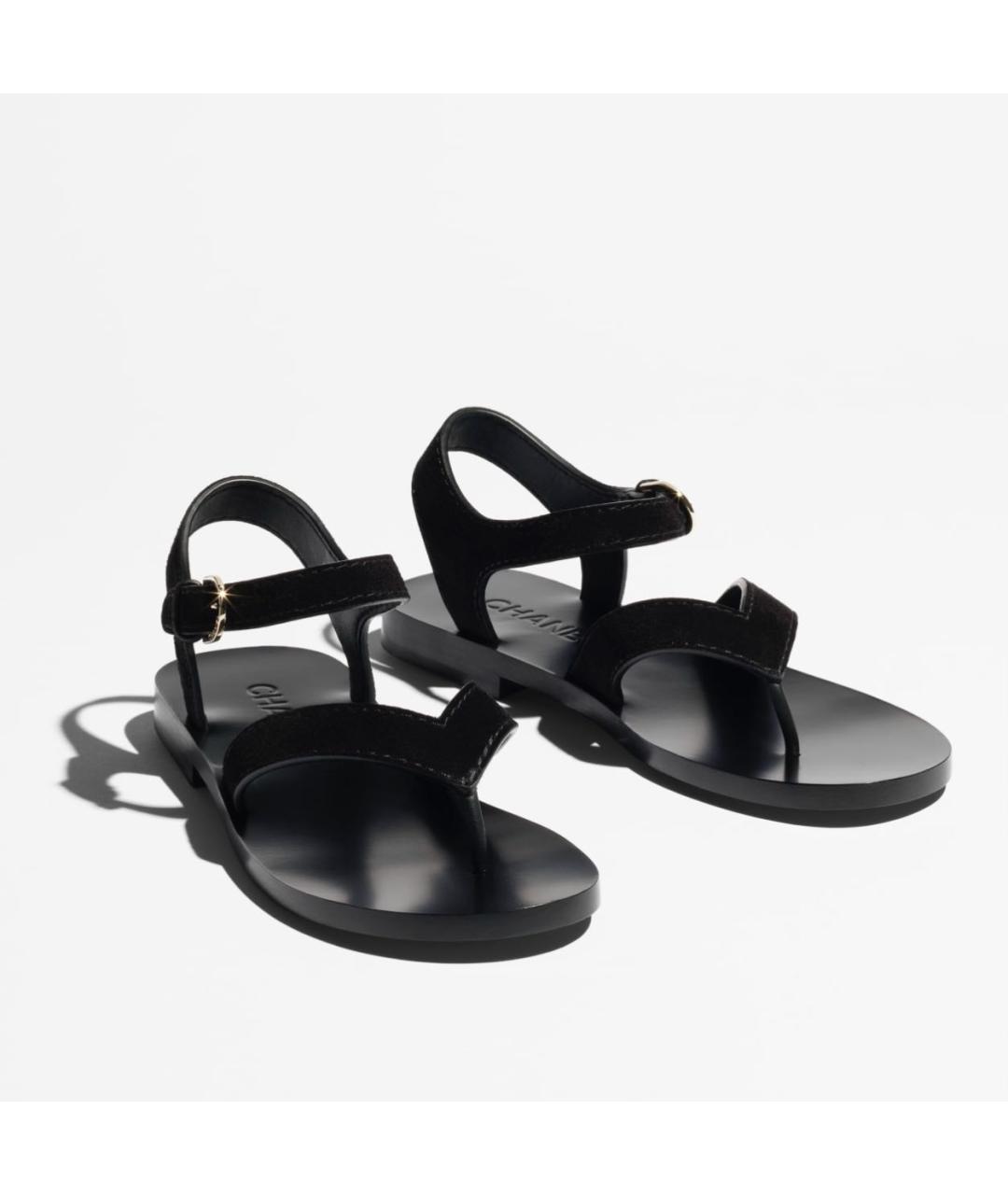 CHANEL Черные замшевые сандалии, фото 2