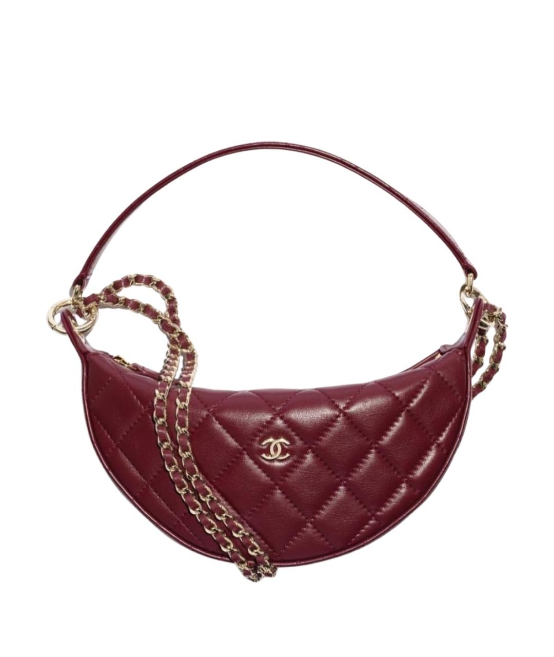 CHANEL Бордовая кожаная сумка через плечо, фото 1