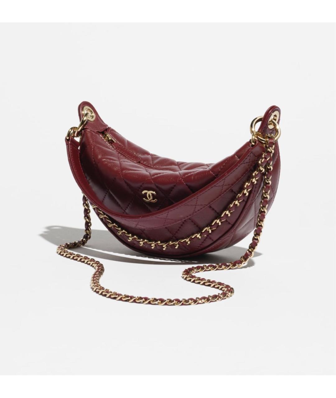 CHANEL Бордовая кожаная сумка через плечо, фото 2
