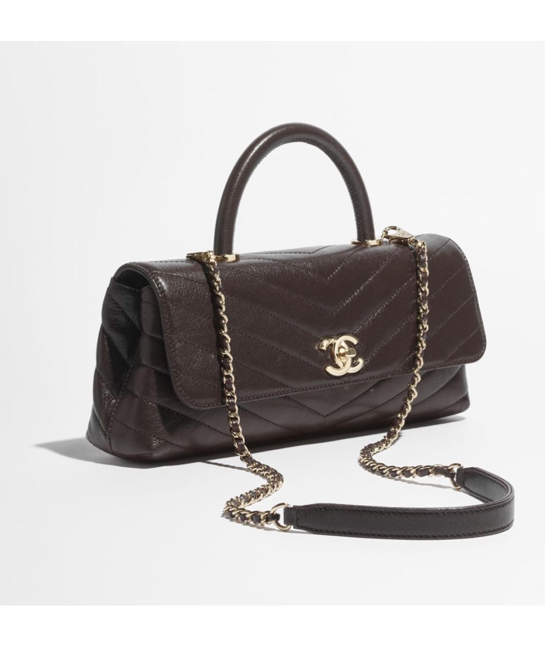 CHANEL Коричневая кожаная сумка через плечо, фото 2