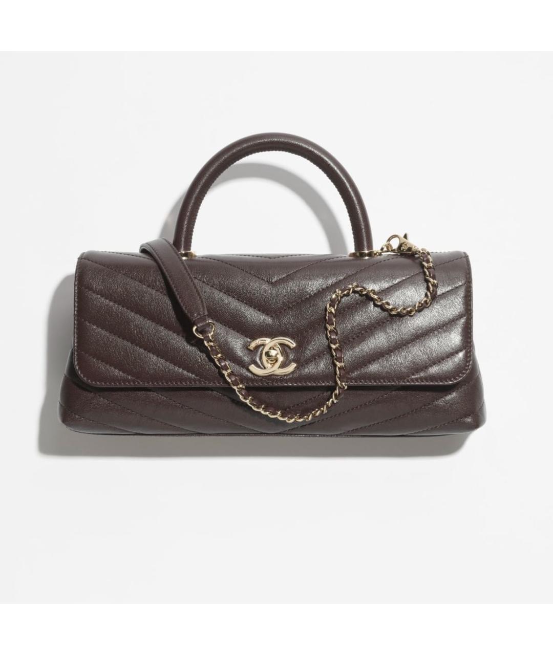 CHANEL Коричневая кожаная сумка через плечо, фото 4