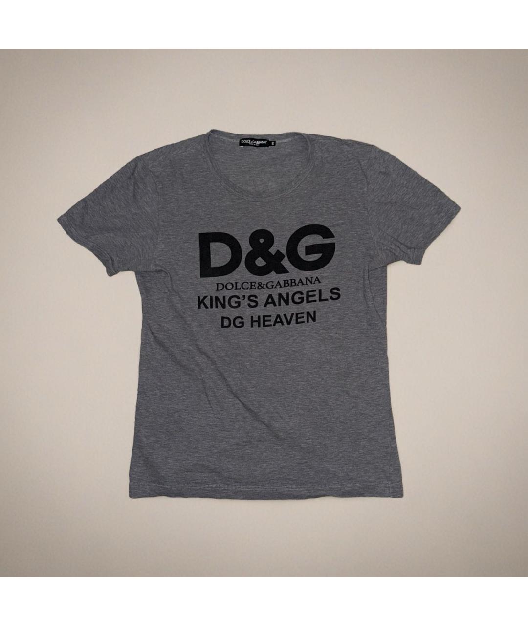 DOLCE&GABBANA Серая хлопковая футболка, фото 3