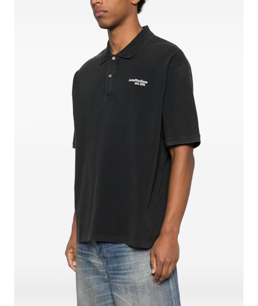 ACNE STUDIOS Черное поло с коротким рукавом, фото 4