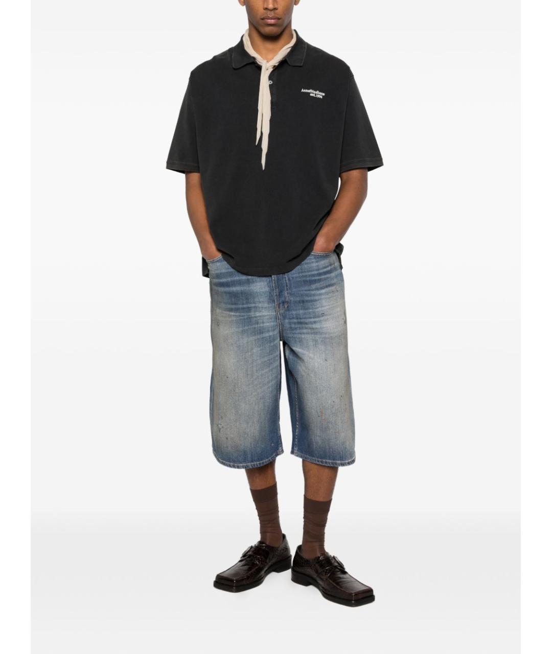 ACNE STUDIOS Черное поло с коротким рукавом, фото 3