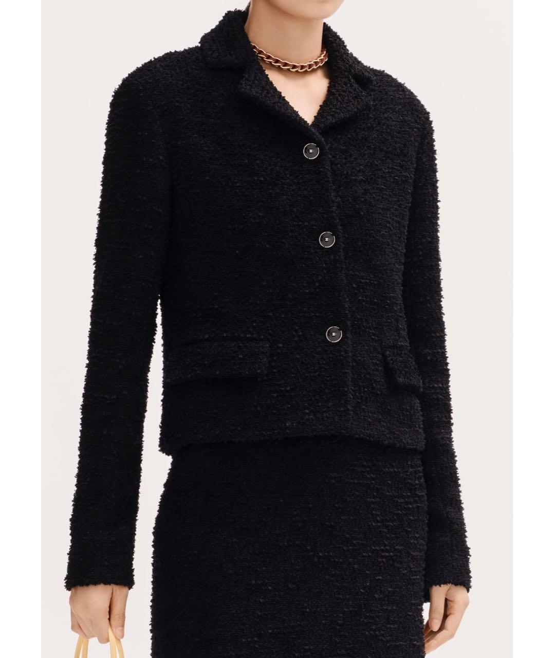 CHANEL Черный твидовый жакет/пиджак, фото 4