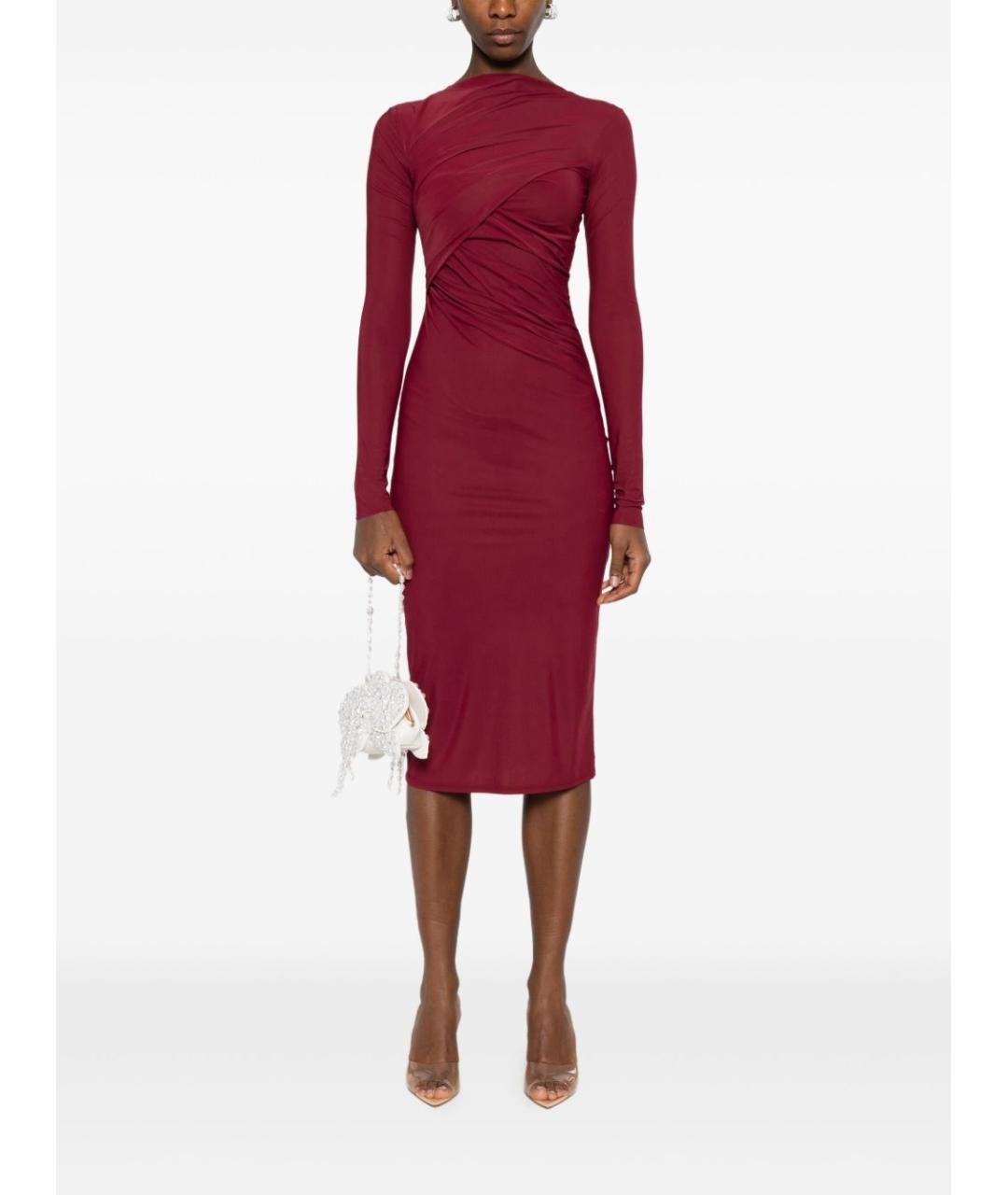 AMAZUIN Бордовое полиамидовое вечернее платье, фото 4
