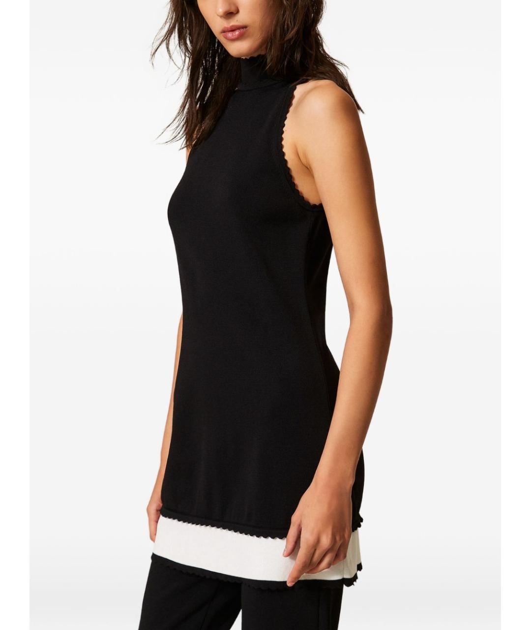 TWIN-SET Черное вискозное повседневное платье, фото 3