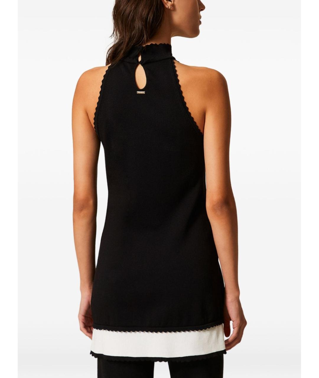 TWIN-SET Черное вискозное повседневное платье, фото 5